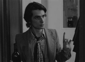 Alexandre (Jean-Pierre Léaud) never stops declaiming and pontificating in Jean Eustache's The Mother and the Whore (1973)