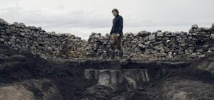 Richard (Matt Smith) unearths the roots of an ancient tree in Daniel Kokotajlo's Starve Acre (2023)