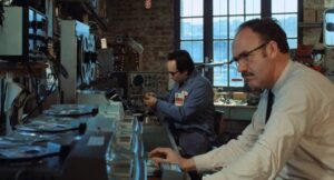 Harry Caul (Gene Hackman) pieces together what was overheard in the noisy Square in Francis Ford Coppola’s The Conversation (1974)