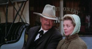 J.B. Books (John Wayne) tries to win over skeptical widow Bond Rogers (Lauren Bacall) in Don Siegel's The Shootist (1976)