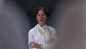 Psychiatrist Dr. Ross (Joan Hackett) is concerned about the human cost of the procedure in Mike Hodges' The Terminal Man (1974)