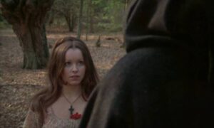 An unlucky village girl encounters a monster in the woods in Brian Clemens’ Captain Kronos: Vampire Hunter (1974)