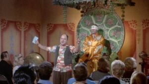 Sleazy opportunist Crane (Don Rickles) knows just how to exploit Dr. Xavier (Ray Milland) in Roger Corman’s X: The Man with the X-Ray Eyes (1963)