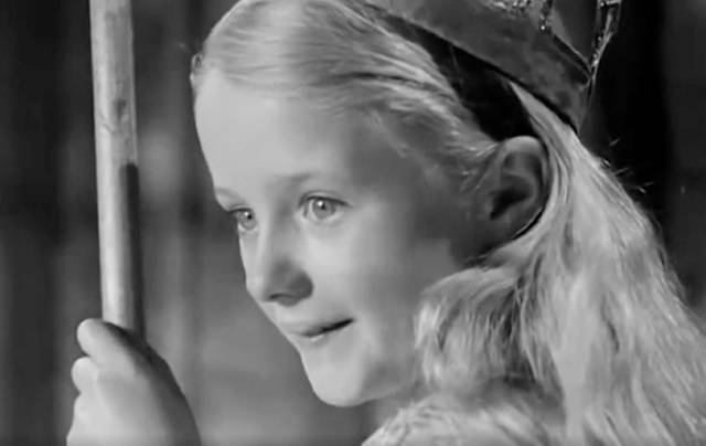 Young Lena (Jennifer Dearman) revels in her power over childhood friends Bill and Robin in Terence Fisher's Four Sided Triangle (1953)