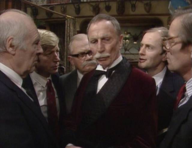 Colonel Waley (Alfred Burke) enforces conservative traditions in the exclusive Hunters Club in Nigel Kneale's Ladies' Night (Herbert Wise, 1986)