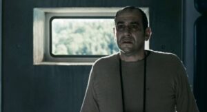 Fleeing from the mysterious man in the woods Héctor (Karra Elejalde) finds himself in a deserted research facility in Nacho Vigalondo's Timecrimes (2007)