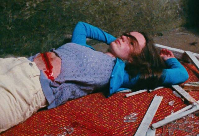 The Volunteer's younger self (Flo Crowe) is severely injured in a careless fall in Mark Jenkin's Enys Men (2022)