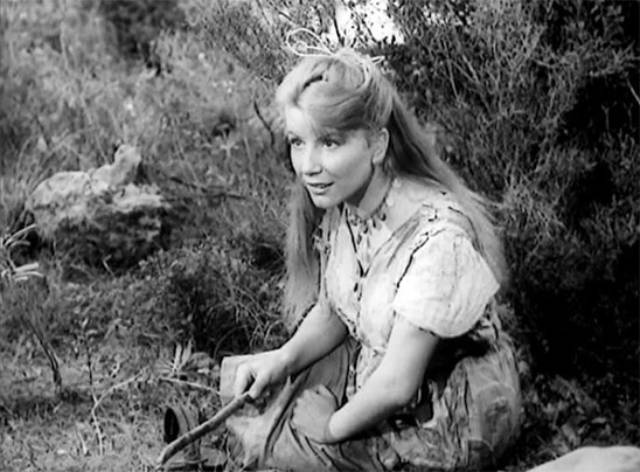 Manon (Jacqueline Pagnol) lives like a feral child in the hills outside the village in Marcel Pagnol's Manon des Sources (1952)