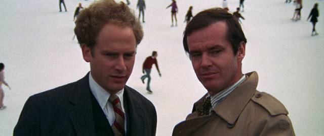 Jonathan (Jack Nicholson) and Sandy (Art Garfunkel) continue their friendship and disdain for women in New York in Mike Nichols' Carnal Knowledge (1971)