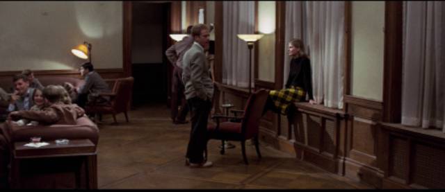 Sandy (Art Garfunkel) self-consciously approaches Susan (Candice Bergen) at a frat mixer in Mike Nichols' Carnal Knowledge (1971)