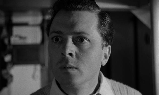 George Hoskins (Richard Attenborough)'s immoral opportunism leads to disaster in Basil Dearden's The Ship That Died of Shame (1955)